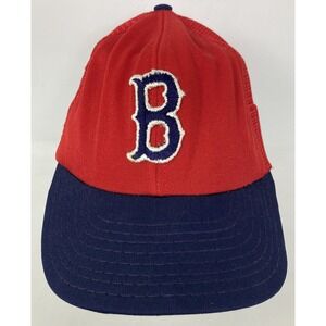 Boston Red Sox Snapback Hat Cap Mesh Back Paper Tag Small / Medium Vtg 70s 80s ?